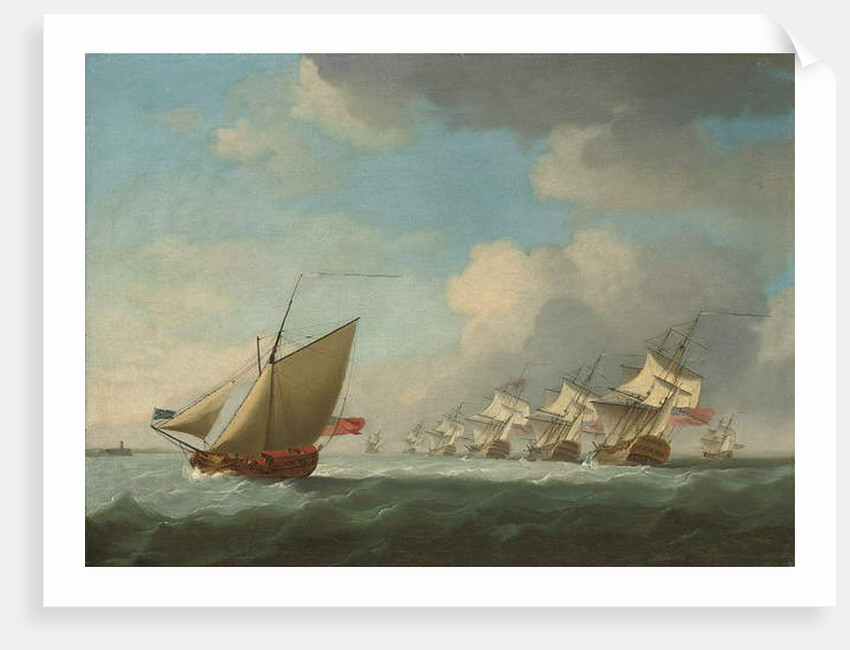 A squadron of the Red beating its way up the Channel with an Admiralty yacht inshore by Francis Swaine