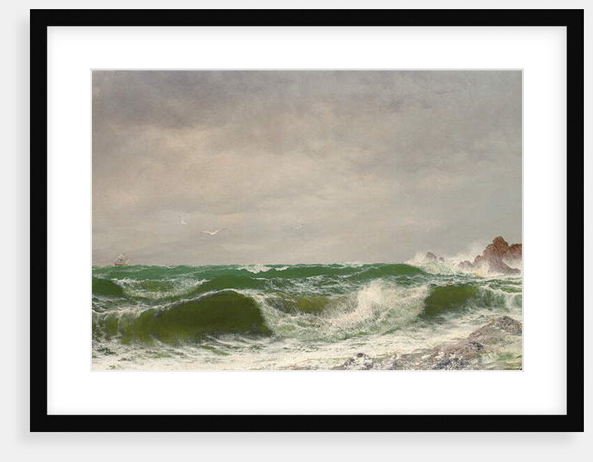 Waves crashing on a rocky coast, 1885 by David James