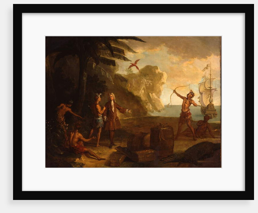 America - A European merchant negotiating with Native Americans for a barrel of tobacco and other goods, 1724 by Jean-Baptiste Oudry