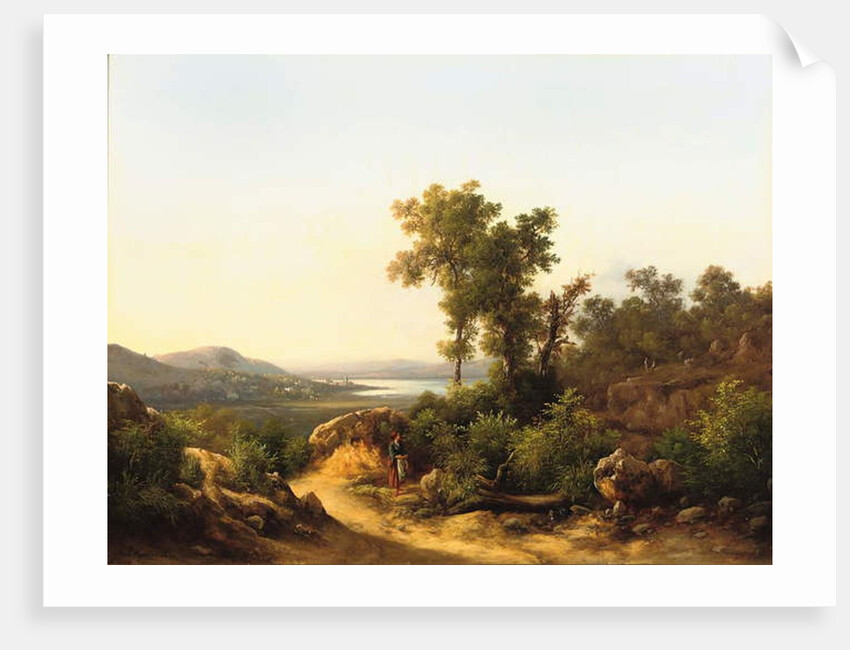Trasimeno: A View of Lake Trasimeno, Italy, 1874 by Guido Agostini
