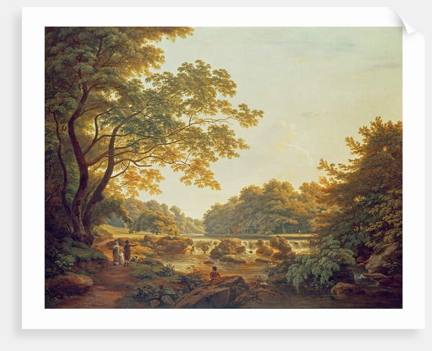 Figures by a weir on the River Clodiagh at Charleville Forest, County Offaly, 1801 by William Ashford