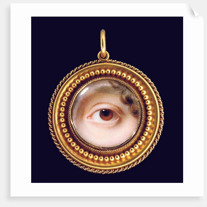 The left eye of the artist's sister, Mary Cox Dillman Engleheart, later Mrs. John Pyne, brown iris with curling lock of brown hair by John Cox Dillman Engleheart