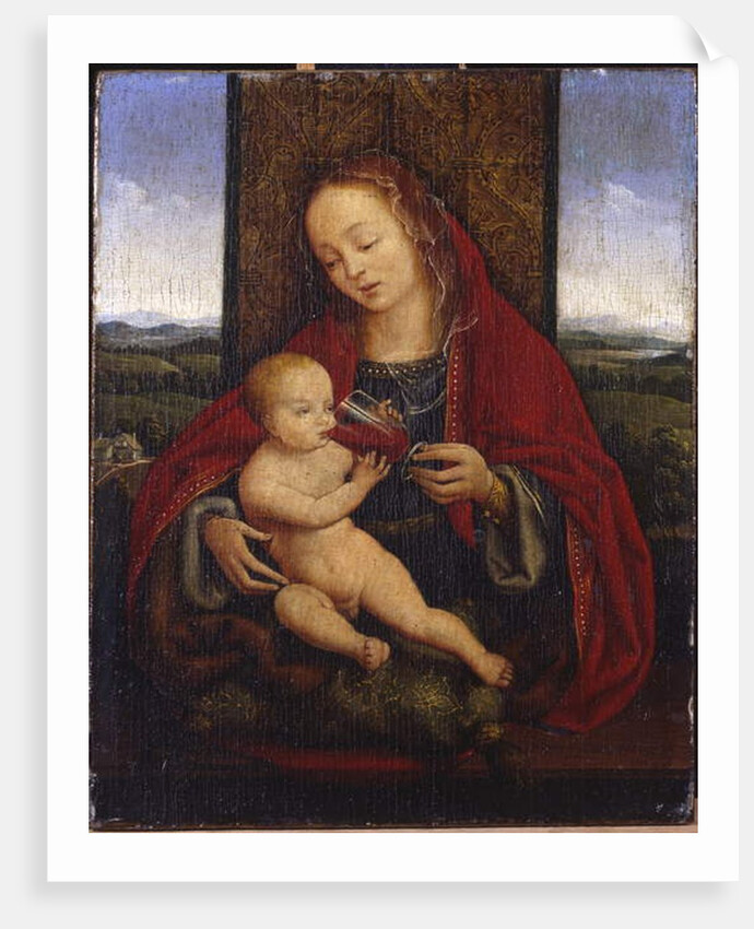 The Madonna and Child enthroned by Cornelis van (after) Cleve