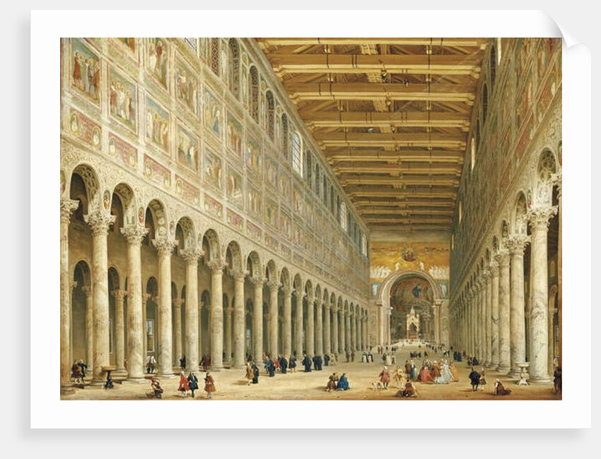 Interior of San Paolo Fuori le Mura, looking towards the altar by Giovanni Paolo Pannini or Panini