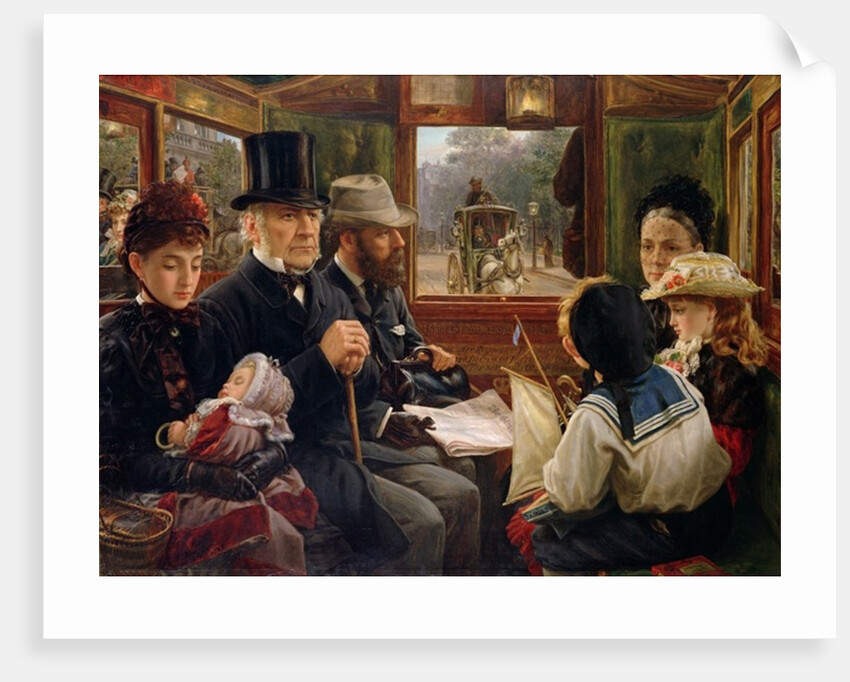An Omnibus Ride to Piccadilly Circus, Mr Gladstone Travelling with Ordinary Passengers, 1885 by Alfred Morgan