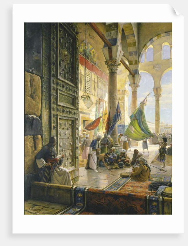 Forecourt of the Ummayad mosque, Damascus, 1890 by Gustave Bauernfeind