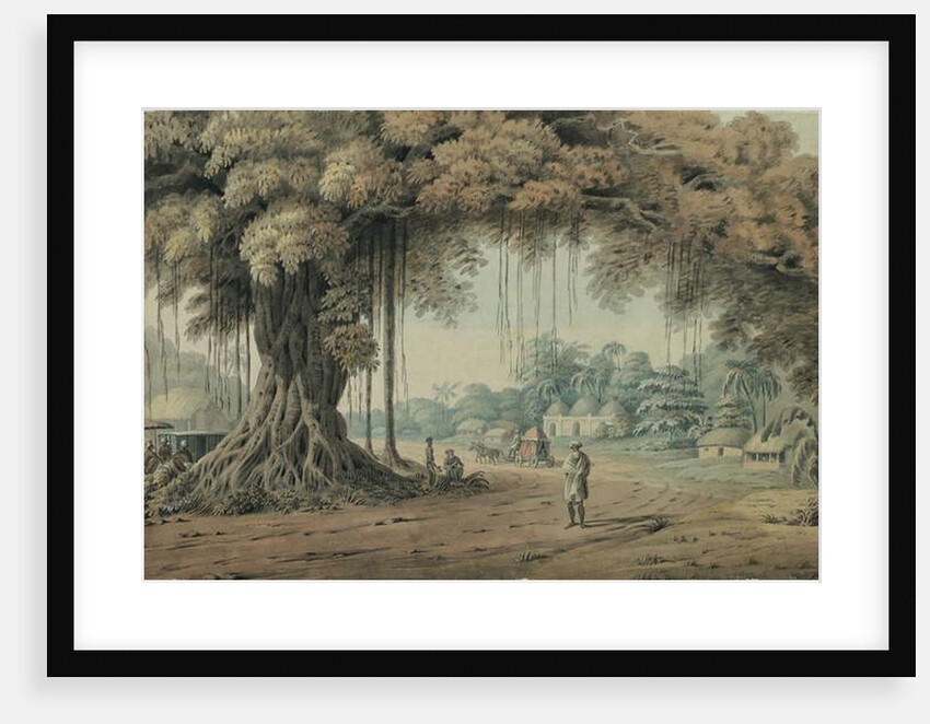 Palanquin bearers and holy men resting beneath a banyan tree at the entrance to a village, Bengal by Hubert Cornish