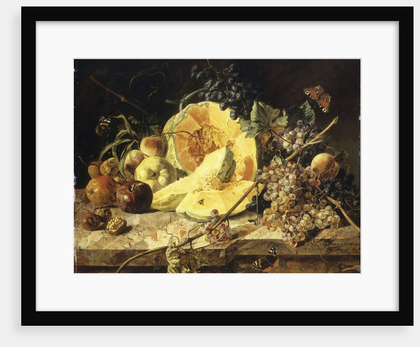 A Still Life with fruit, nuts and insects, 1835 by Leopold Zinnogger
