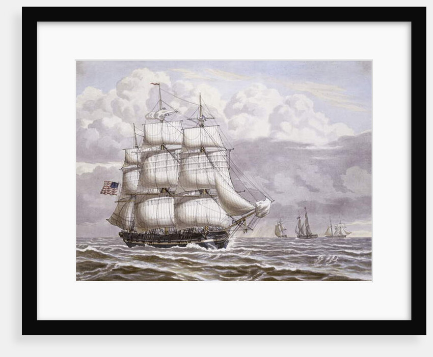 An American Frigate under Sail, with other shipping, 1832 by Lauritz Rasmus Lyngbye