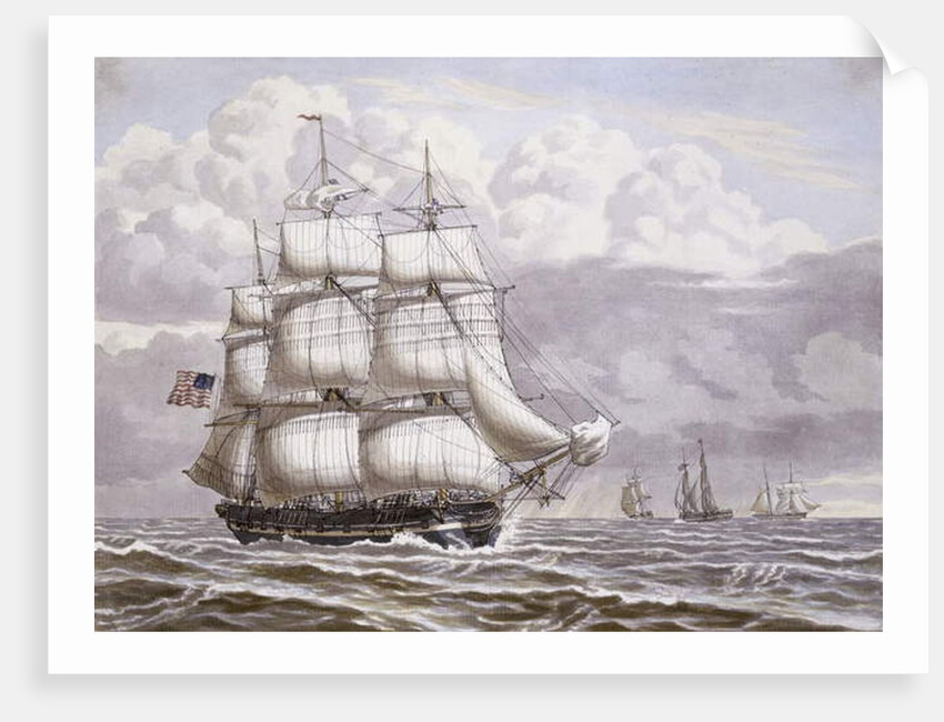 An American Frigate under Sail, with other shipping, 1832 by Lauritz Rasmus Lyngbye