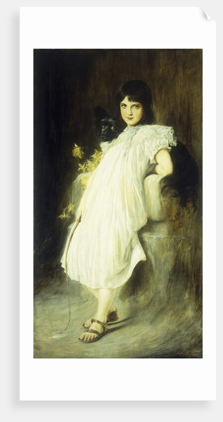 Portrait of a Young Girl with her Dog, 1908 by Joszi Arpad Koppay