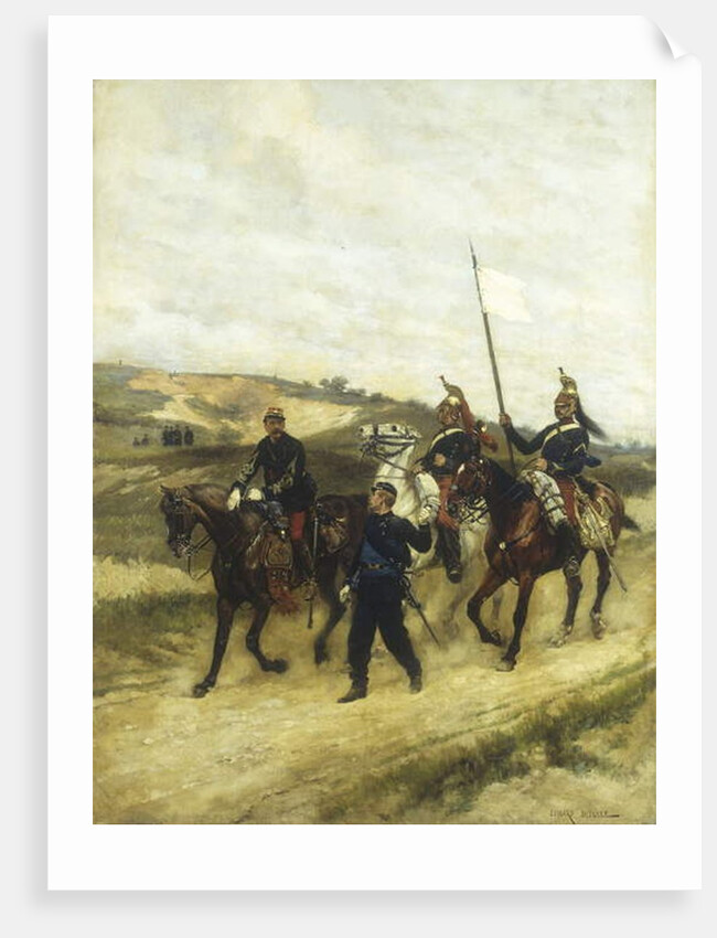 A Cavalry Office and Dragoons by Jean-Baptiste Edouard Detaille