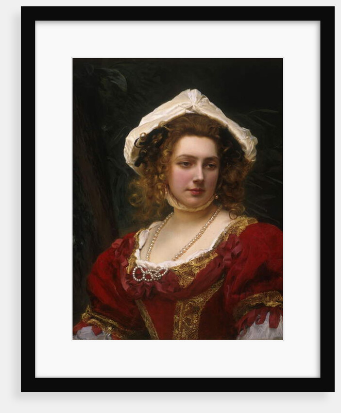 Portrait of an Elegant Lady in a Red Velvet Dress by Gustave Jacquet