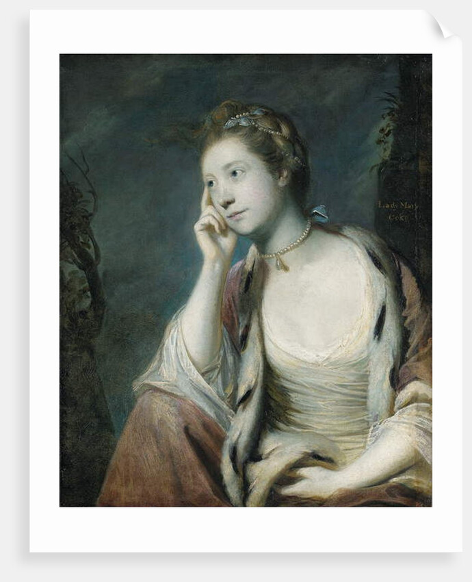 Portrait of Lady Mary Coke, half length, in an ermine-trimmed red cloak by Joshua Reynolds