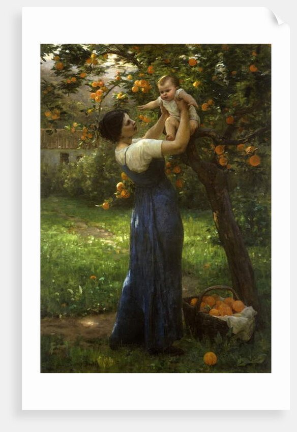 Mother and child in an orange grove by Virginie Demont-Breton
