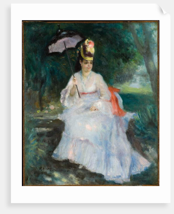 Woman with a parasol seated in the garden, 1872 by Pierre Auguste Renoir