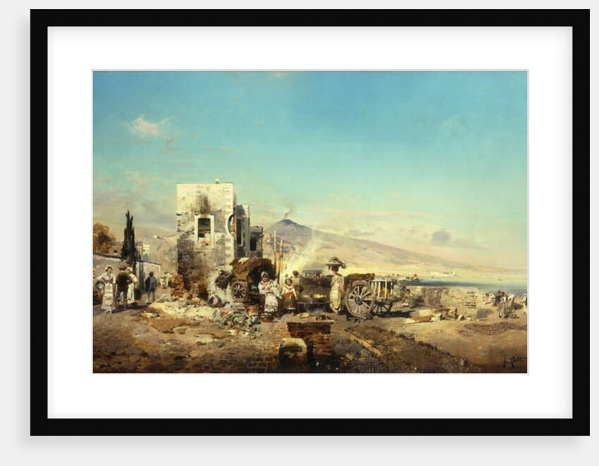 A Neopolitan Village with Vesuvius in the Distance, 1889 by Robert Alott