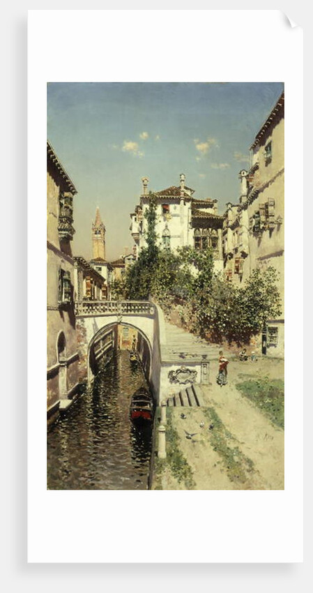 A Venetian Canal Scene by Martin Rico y Ortega