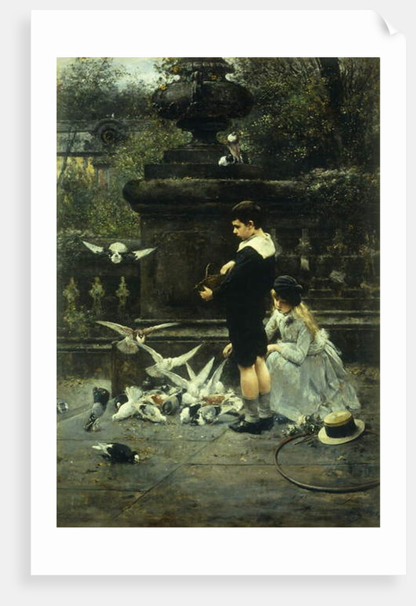 Feeding the Pigeons, 1887 by Eugene Joors