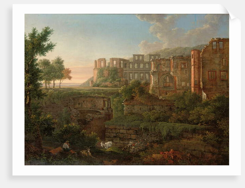 Capriccio view of the ruins of Heidelberg Castle by Johann Martin von Rohden