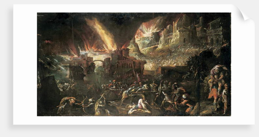 Aeneas Rescuing his Father from Burning Troy by Gillis van Valckenborch