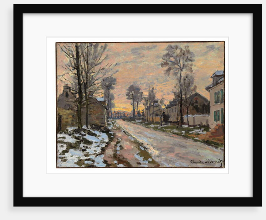 Route à Louveciennes, neige fondante, soleil couchant, c.1869-70 by Claude Monet