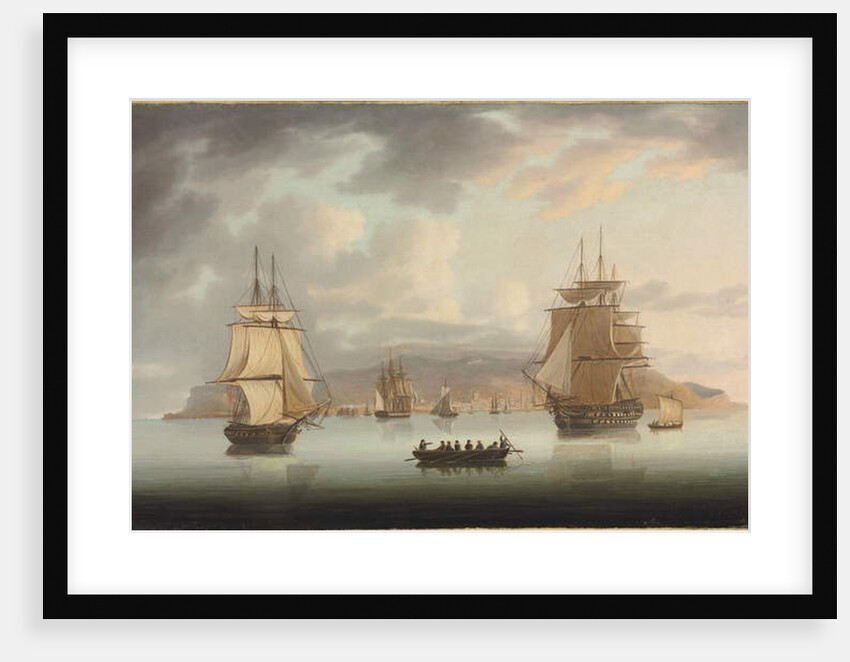 Funchal Roadstead, H.M.S. Blenheim with Greyhound and Harrier Outward Bound, 1805 by Thomas Butterworth