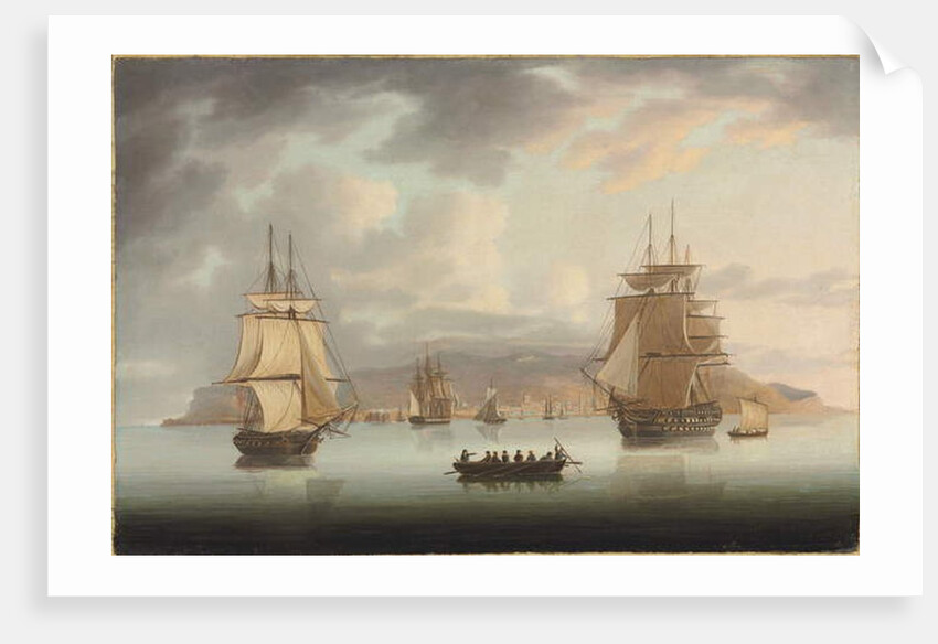 Funchal Roadstead, H.M.S. Blenheim with Greyhound and Harrier Outward Bound, 1805 by Thomas Butterworth