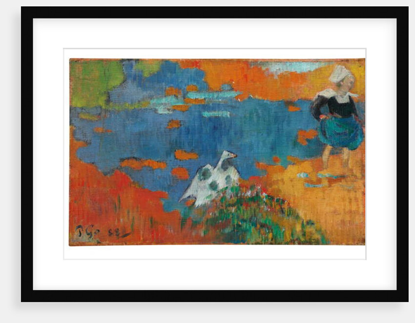Breton girl and a goose at the water's edge, 1888 by Paul Gauguin