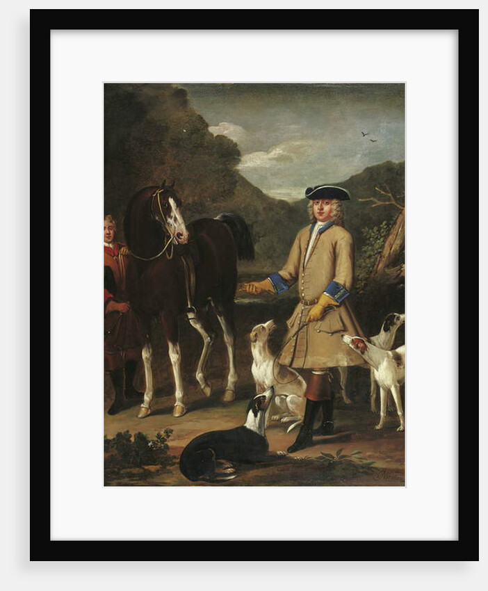 Edward, Lord Seymour, with his horse, groom and dogs, in a landscape by John Wootton