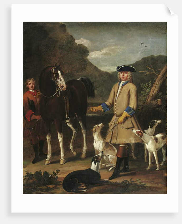 Edward, Lord Seymour, with his horse, groom and dogs, in a landscape by John Wootton