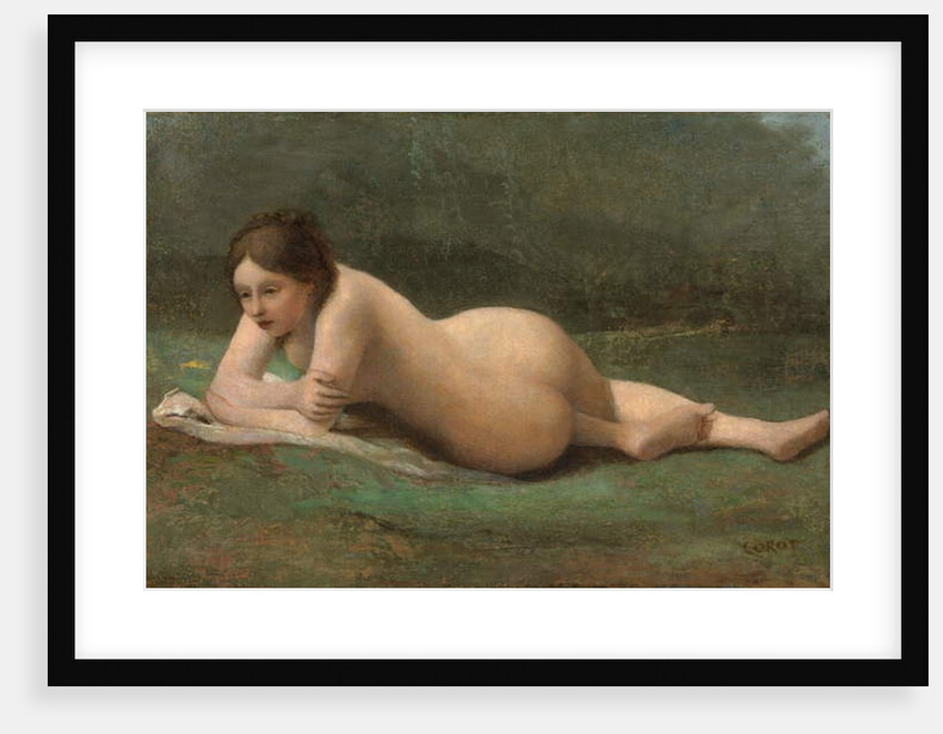 Young woman reclining on the grass, c.1850-60 by Jean Baptiste Camille Corot