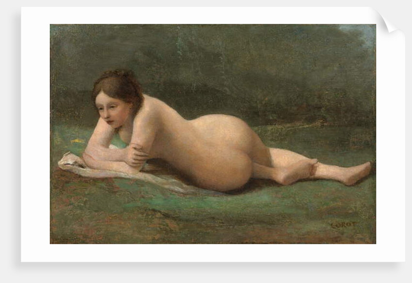 Young woman reclining on the grass, c.1850-60 by Jean Baptiste Camille Corot