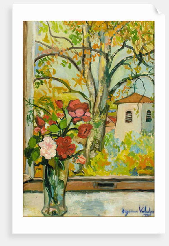 Bouquet of flowers in front of a window in St. Bernard, 1926 by Marie Clementine Valadon
