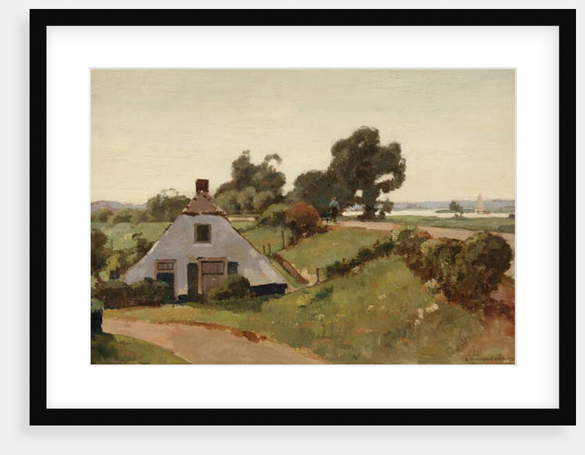Bij den Dijk; farmhouse near the river IJssel, 1935 by Cornelis Vreedenburgh