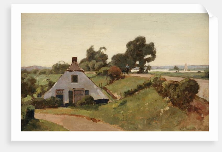 Bij den Dijk; farmhouse near the river IJssel, 1935 by Cornelis Vreedenburgh