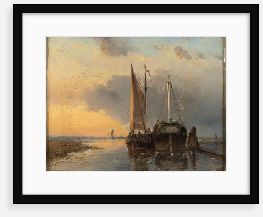 Harbour on a Dutch river, 1843 by Johan-Barthold Jongkind