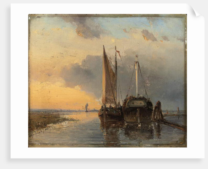 Harbour on a Dutch river, 1843 by Johan-Barthold Jongkind