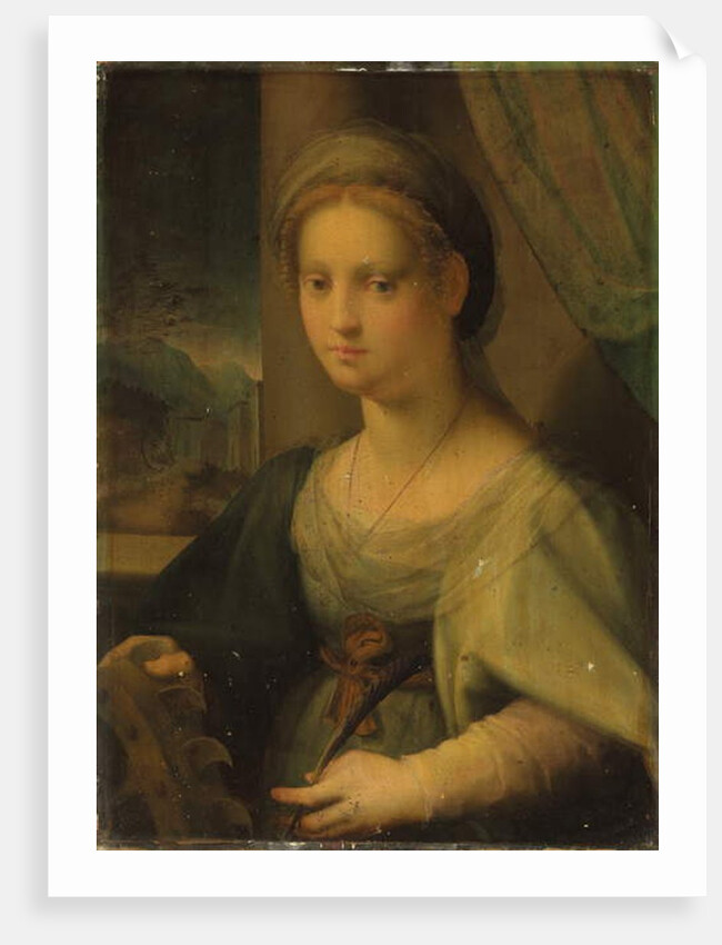 Portrait of a lady as Saint Catherine of Alexandria by Domenico Puligo