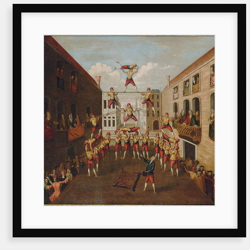 The Forze d'Ercole: The Castellani Acrobats in a Venetian Piazza, c.1746 by Balthasar Nebot
