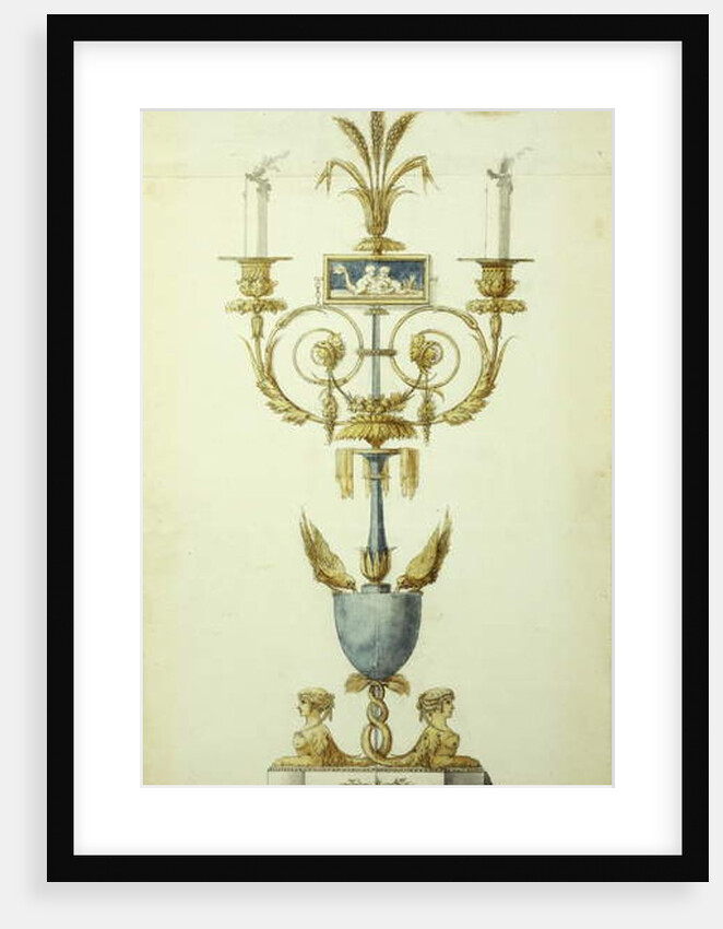 Design for a Gilt Bronze and Enamel Candelabrum by Jean Louis the Younger Prieur