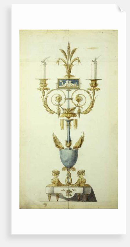 Design for a Gilt Bronze and Enamel Candelabrum by Jean Louis the Younger Prieur