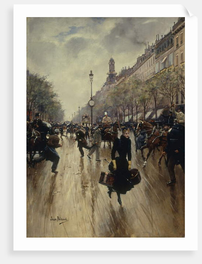 Four PM at the Carrefour Drouot and the Grand Boulevard, c.1895 by Jean Beraud