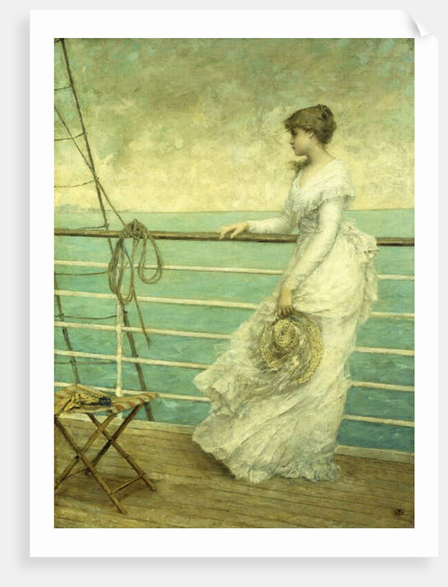 Lady on the Deck of a Ship by French School