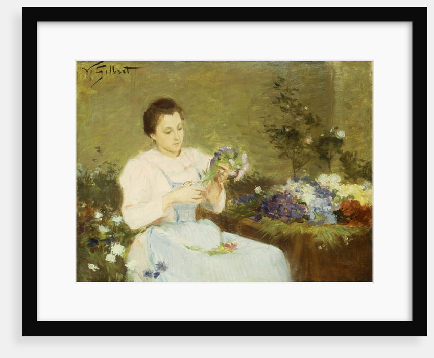 Arranging flowers for a spring bouquet by Victor Gabriel Gilbert