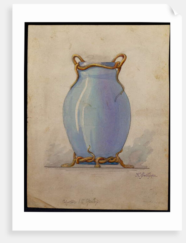 Design for an oviform blue vase, House of Carl Faberge by School European
