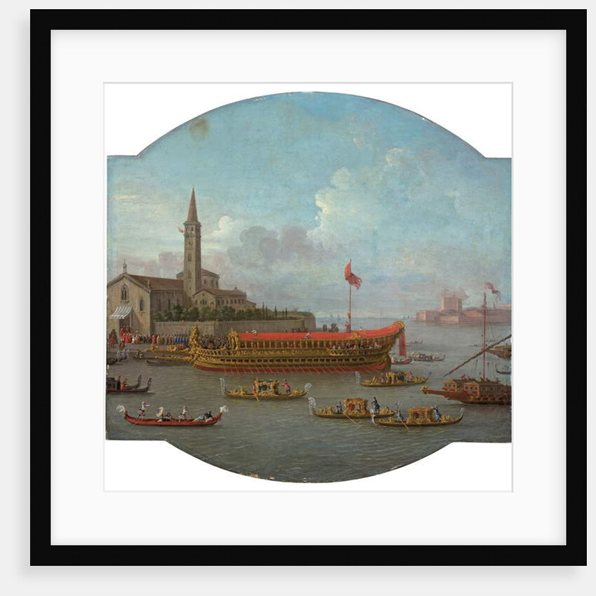 View of the Bucintoro anchored in front of San Nicolo al Lido, Venice, for the ceremony of the Sposalizio del Mare by Antonio Joli