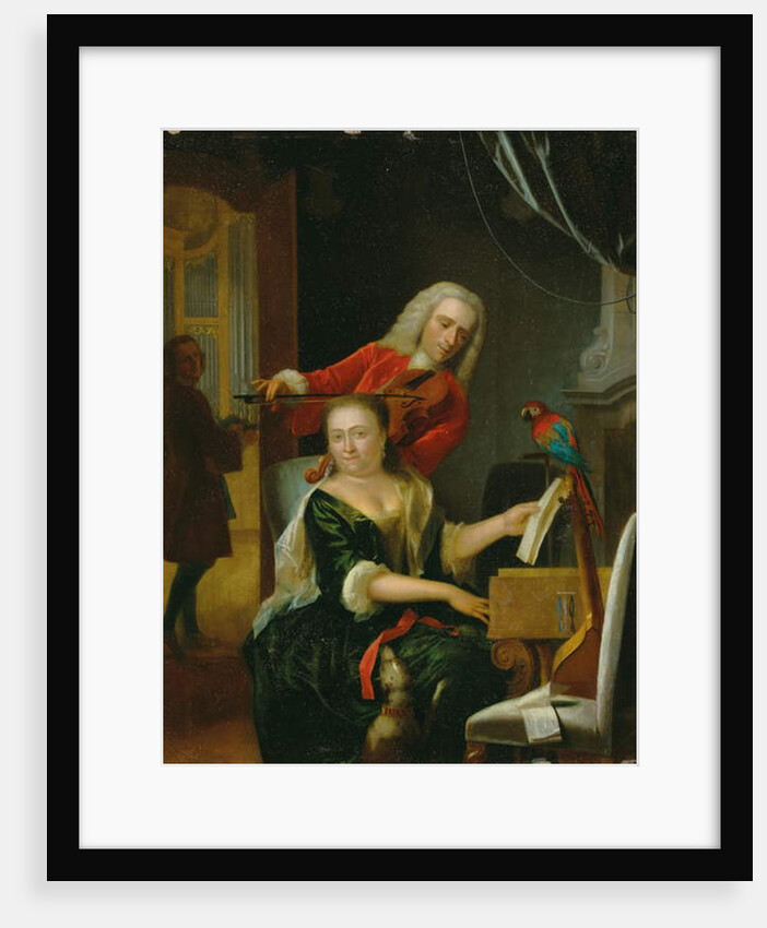 Portrait of a gentleman and his wife making music in an interior by Philip van Dijk