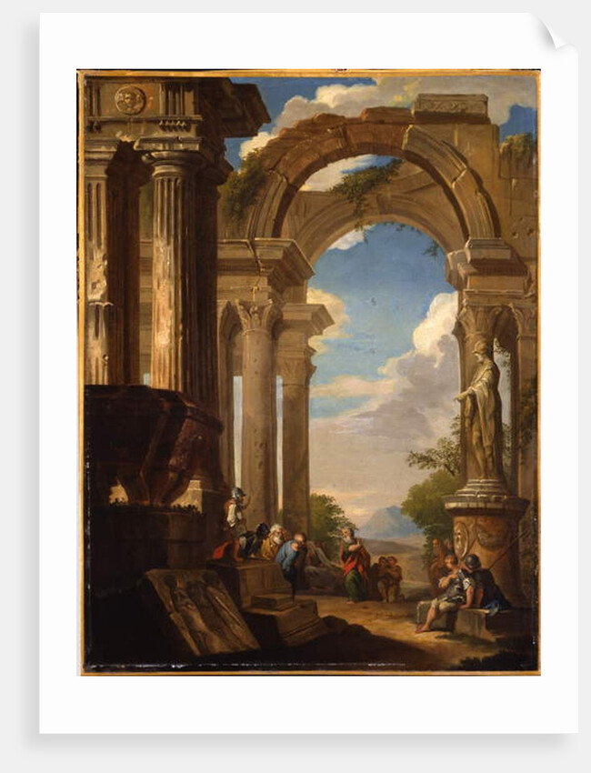 Capricci of Roman ruins with figures by Giovanni Paolo (circle of) Pannini or Panini