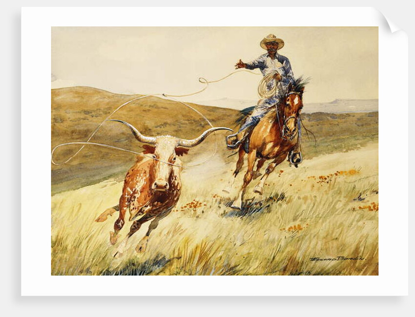 Roping A Steer by Edward Borein